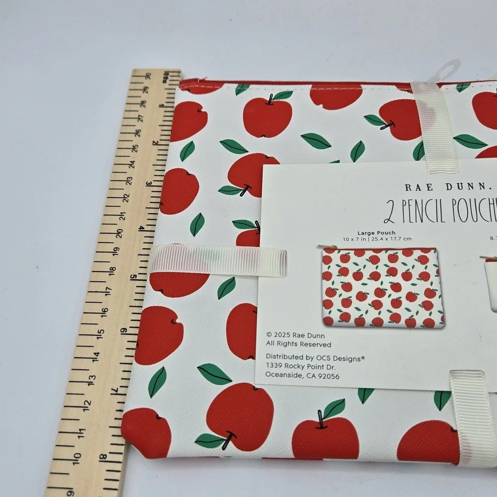 Rae Dunn‎ Teacher Appreciation Themed Pencil Pouch Set Apple Print Gift New